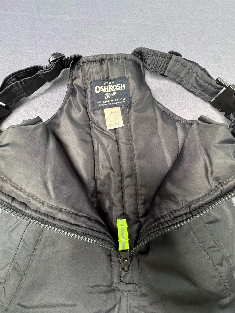OshKosh B'gosh snow bibs for kids size 18 black 1266